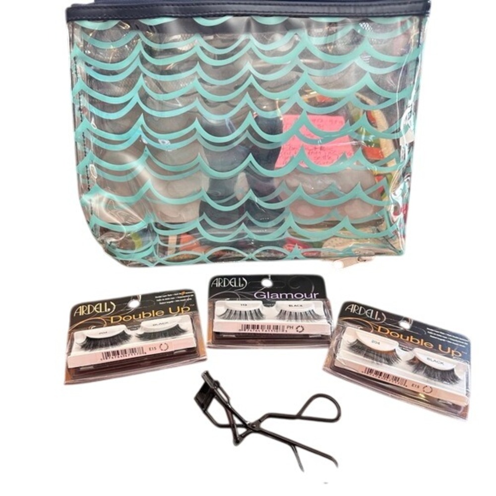 Ardell Lashes Lot Makeup Bag Eyelash Curler Double Up Glamour ‎ Black